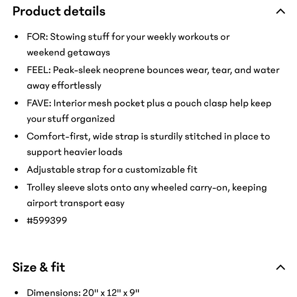 NWOT Athleta  Black Tote Bag - weekender - Picture 12 of 12